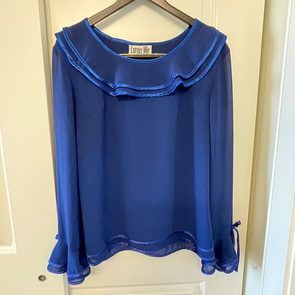 Vintage Y2K Laurence Miller Coquette Romantic Ruffle Satin Blouse Size L/12 - Picture 3 of 11